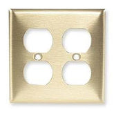 Hubbell SB82 Duplex Standard Size 2-Gang Metallic Brass Wallplate